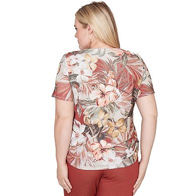 Women's Alfred Dunner Dramatic Floral Top with Necklace