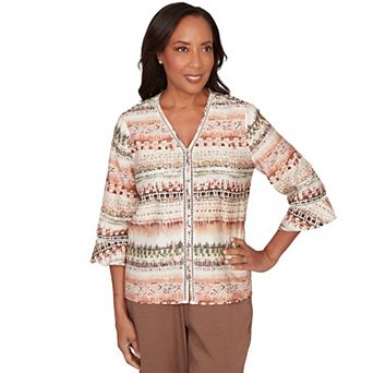 Women's Alfred Dunner Textured Biadere Pattern Top