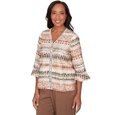 Women's Alfred Dunner Textured Biadere Pattern Top