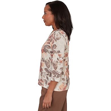 Women's Alfred Dunner Embellished Neck Floral Top