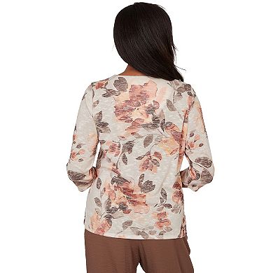 Women's Alfred Dunner Embellished Neck Floral Top