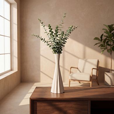 Modern Ceramic Vase for Home DecorTall Matte Flower Vase, Ribbed Textured Decorative Vase for Table
