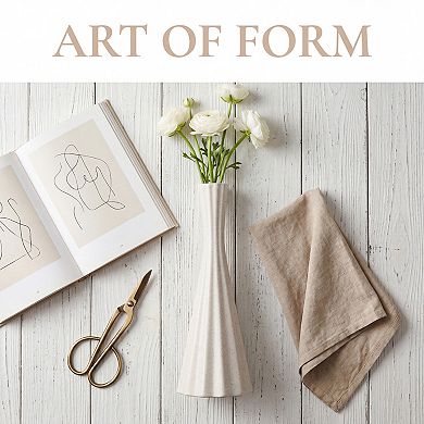 Modern Ceramic Vase for Home DecorTall Matte Flower Vase, Ribbed Textured Decorative Vase for Table