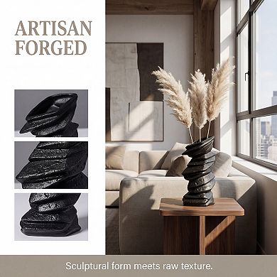 Modern Ceramic Vase for Home Decor Tall Matte White Ribbed Flower Vase, Large Vase for Table