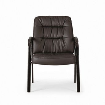 PU Leather Office Guest Chair with Padded Arms, Comfortable High Back Reception Chair