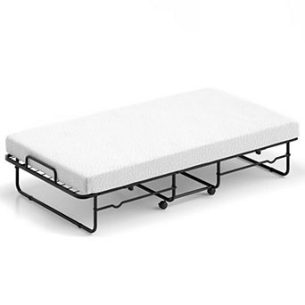 Folding Bed with Memory Foam Mattress, Portable Rollaway Bed with Metal Frame