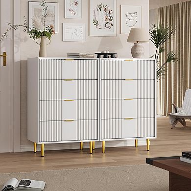 ANIXOL Modern Fluted Tall Dresser with 4 Drawers
