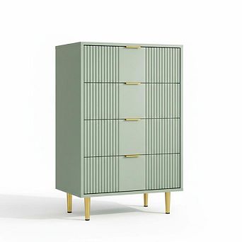 ANIXOL Modern Fluted Tall Dresser with 4 Drawers