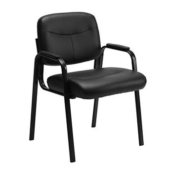 PU Leather Office Guest Chair with Padded Arms, Conference Room Reception Chair