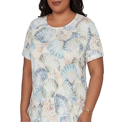 Women's Alfred Dunner Seashells Embellished Solid Top