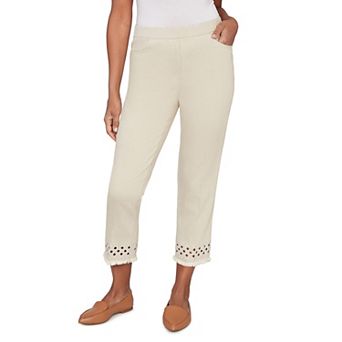 Women's Alfred Dunner Geometric Cut Out Flat Front Ankle Pants