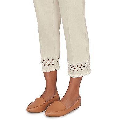 Women's Alfred Dunner Geometric Cut Out Flat Front Ankle Pants
