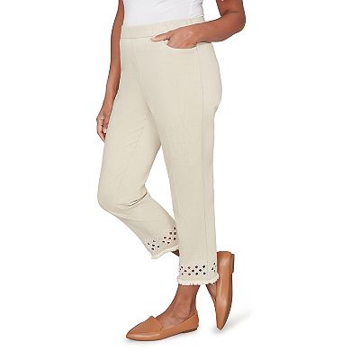 Women's Alfred Dunner Geometric Cut Out Flat Front Ankle Pants