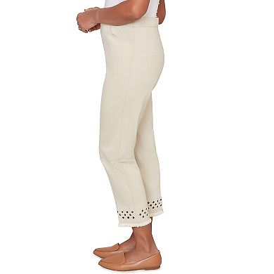 Women's Alfred Dunner Geometric Cut Out Flat Front Ankle Pants