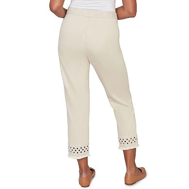 Women's Alfred Dunner Geometric Cut Out Flat Front Ankle Pants