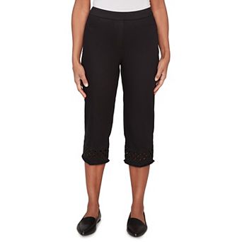 Women's Alfred Dunner Geometric Cut Out Flat Front Capri Pants