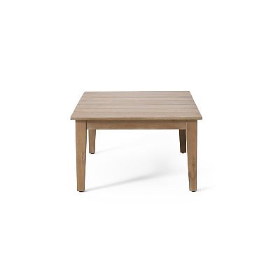 Acacia Wood Outdoor Coffee Table Rustic Light Brown Table with Slat Top & Block Legs