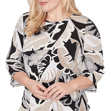 Women's Alfred Dunner Texture Leaves Pointed Hem Top