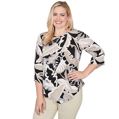 Women's Alfred Dunner Texture Leaves Pointed Hem Top