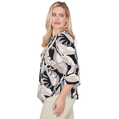 Women's Alfred Dunner Texture Leaves Pointed Hem Top