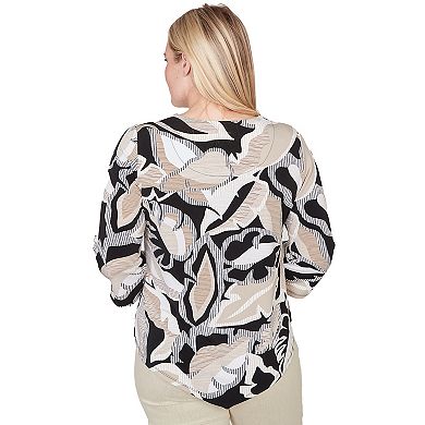 Women's Alfred Dunner Texture Leaves Pointed Hem Top