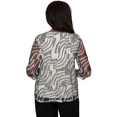 Women's Alfred Dunner Animal Popcorn Embellished Top with Necklace