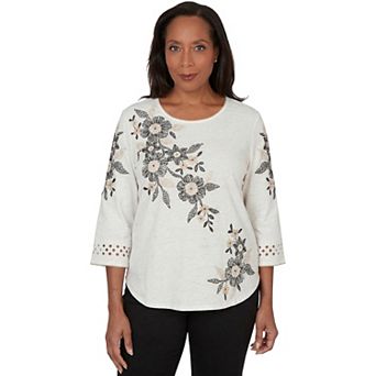 Women's Alfred Dunner Floral Embroidered Textured Top