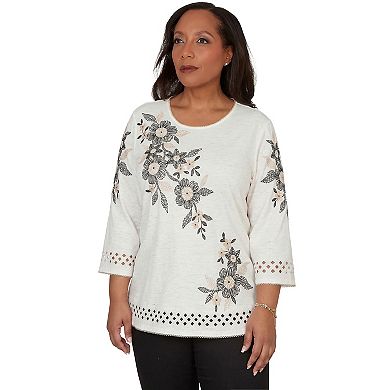 Women's Alfred Dunner Floral Embroidered Textured Top