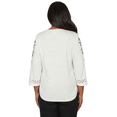 Women's Alfred Dunner Floral Embroidered Textured Top