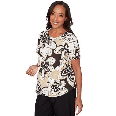 Women's Alfred Dunner Floral Stained Glass Short Sleeve Top