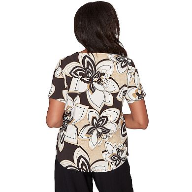 Women's Alfred Dunner Floral Stained Glass Short Sleeve Top