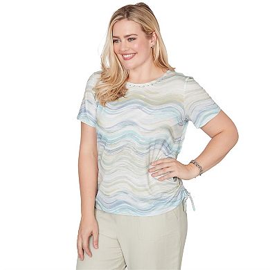 Women's Alfred Dunner Wavy Biadere Side Tie Ruched Top