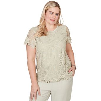 Women's Alfred Dunner Floral Lace Short Sleeve Top