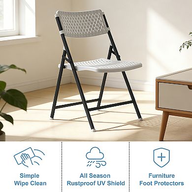 Yardgrace 4 Set of Mesh Injection Folding Chairs Breathable Mesh Back Task Chair for Home