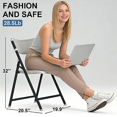Yardgrace 4 Set of Mesh Injection Folding Chairs Breathable Mesh Back Task Chair for Home