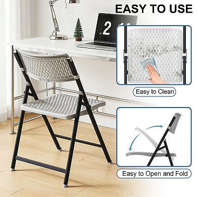 Yardgrace 4 Set of Mesh Injection Folding Chairs Breathable Mesh Back Task Chair for Home