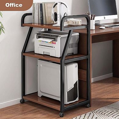 ANIXOL 3-Tier Mobile Printer Cart with Wheels, Rolling Office Organizer