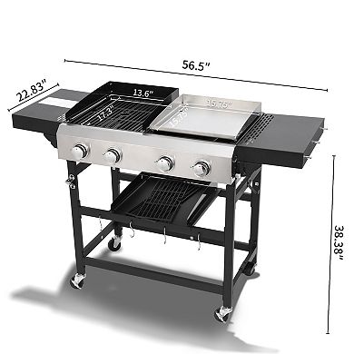 WOW PIONEER Outdoor Gas Grill with Integrated Griddle Cooking Surface