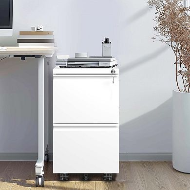 2 Drawer Mobile File Cabinet with Lock,Metal Filing Cabinets for Home Office Organizer