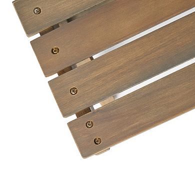 Outdoor Coffee Table, Solid Acacia Wood Patio Low Table with Slatted Top and Sturdy Frame