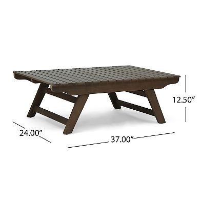 Outdoor Coffee Table, Solid Acacia Wood Patio Low Table with Slatted Top and Sturdy Frame