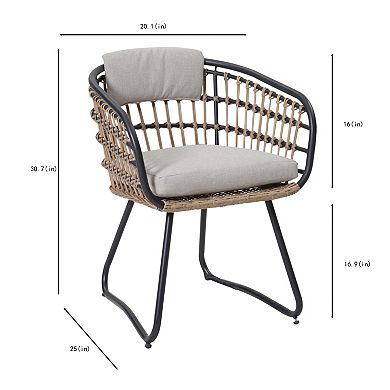 WOW PIONEER Outdoor Wicker Dining Armchairs Set with Comfortable Cushions