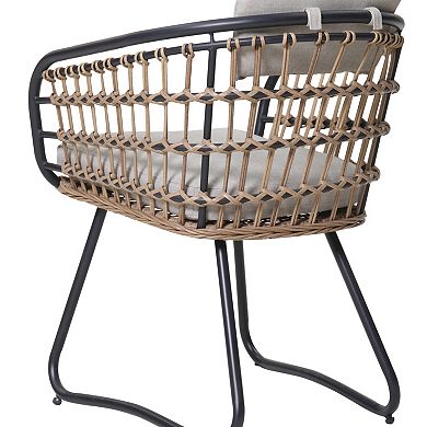 WOW PIONEER Outdoor Wicker Dining Armchairs Set with Comfortable Cushions