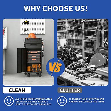 34.3'' Metal Storage Locker Cabinet with Wheels & Lockable Door, Slim Organizer for Garage Office