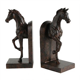 Trotting Horse Bookends Set of 2, 5x4x10.5 in Classic Dark Bronze Finish