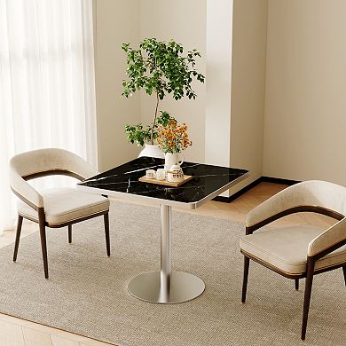 WOW PIONEER Modern Square Dining Table with Sturdy Metal Frame and Smooth Surface