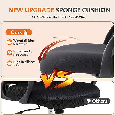 Tall Drafting Office Chair with Adjustable Foot Ring & Flip-Up Armrests