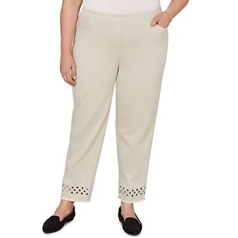 Women's Plus Alfred Dunner Geometric Cut Out Flat Front Ankle Pants