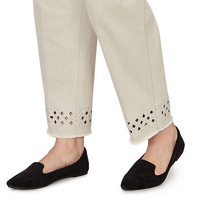 Women's Plus Alfred Dunner Geometric Cut Out Flat Front Ankle Pants