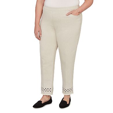 Women's Plus Alfred Dunner Geometric Cut Out Flat Front Ankle Pants